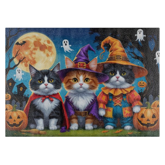 Maine Coon Cats Pumpkin Halloween Funny Schneidebrett (Vorderseite)