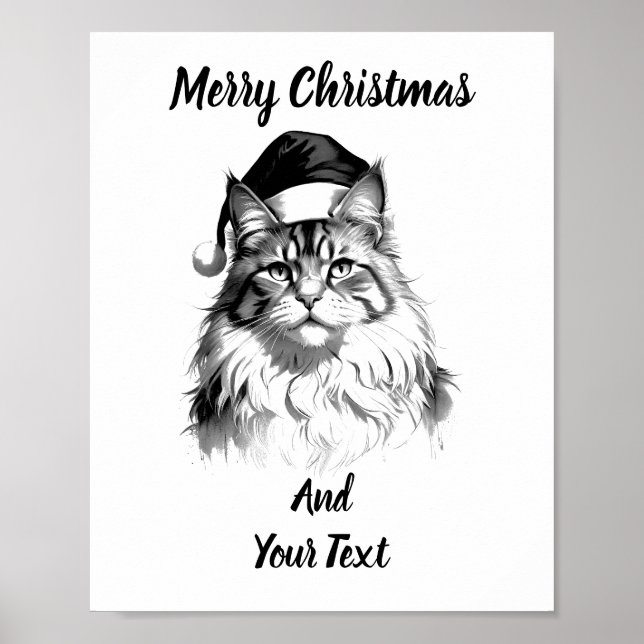 Maine Coon Christmas Poster Instant Download (Vorne)