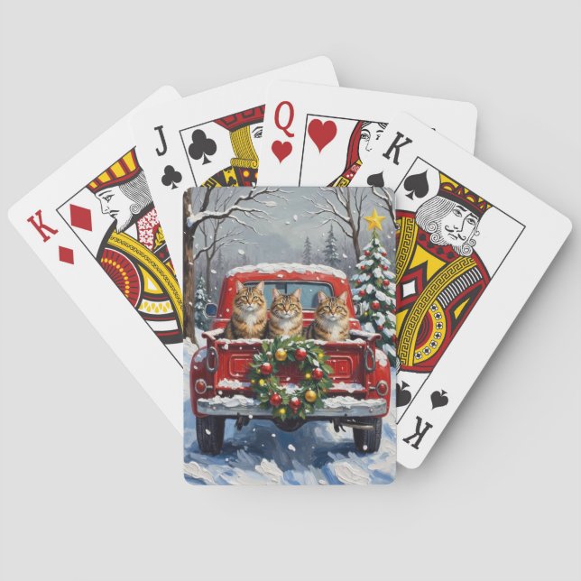 Maine Coon Christmas Red Truck Holiday Spielkarten (Rückseite)
