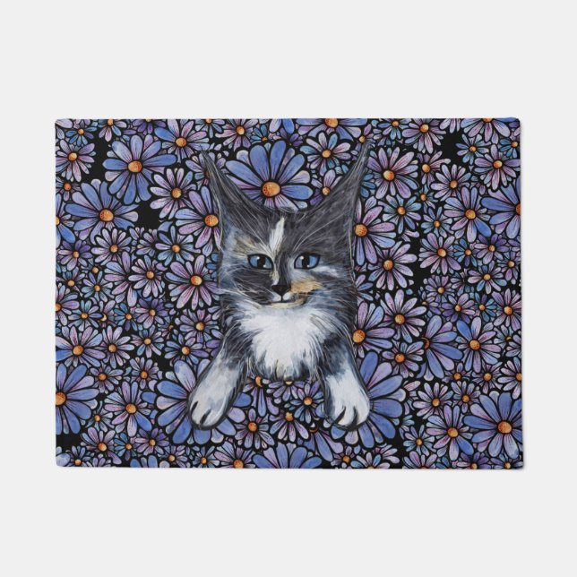Maine Coon Dilute Calico Cat Lila Daisy Fußmatte (Vorderseite)