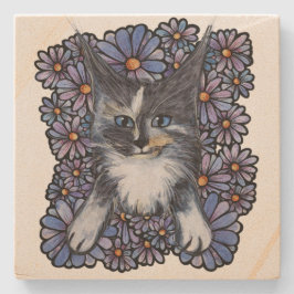 Maine Coon Dilute Calico Cat Lila Daisy Steinuntersetzer