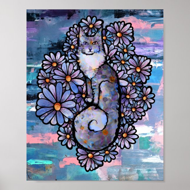 Maine Coon Dilute Calico Cat Lila Poster (Vorne)