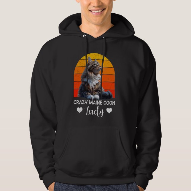 Maine Coon Eigentümer CRAZY MAINE COON LADY Cat Mo Hoodie (Vorderseite)