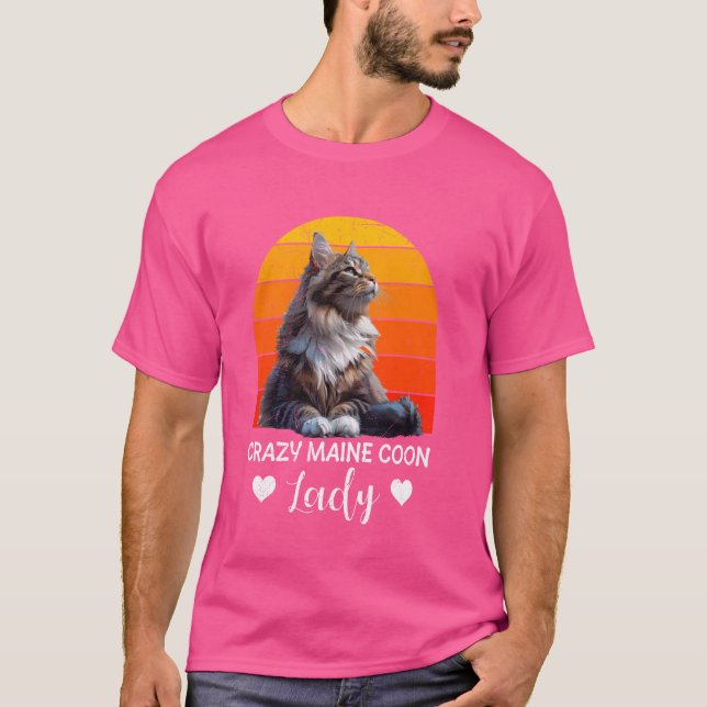 Maine Coon Eigentümer CRAZY MAINE COON LADY Cat Mo T-Shirt (Vorderseite)