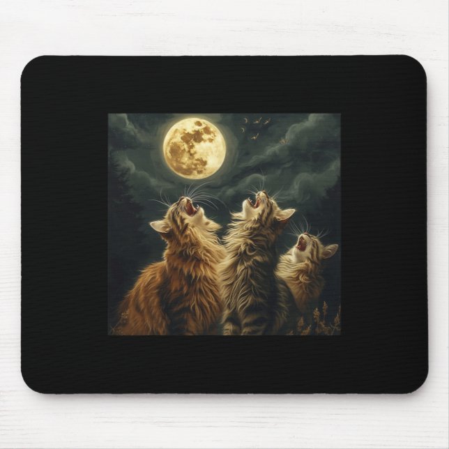Maine Coon Howl bei Moon Cat Lover Mousepad (Vorne)