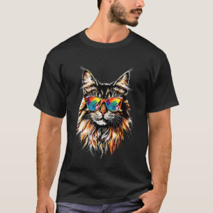 Maine Coon Katze mit Sonnenbrille Süße Maine Coon T-Shirt