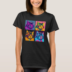 Maine Coon Katze Pop Illustration Farbige Tiere 1 T-Shirt