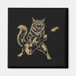Maine Coon Katze spielt Gitarre Rockstar Rock und Magnet