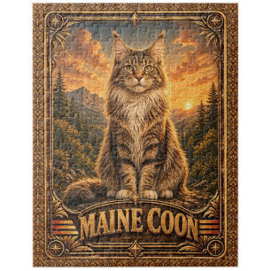 Maine Coon Katze, Vintage Art