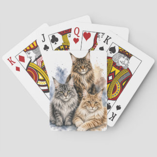 Maine Coon Katzen Wasserfarbe Spielkarten