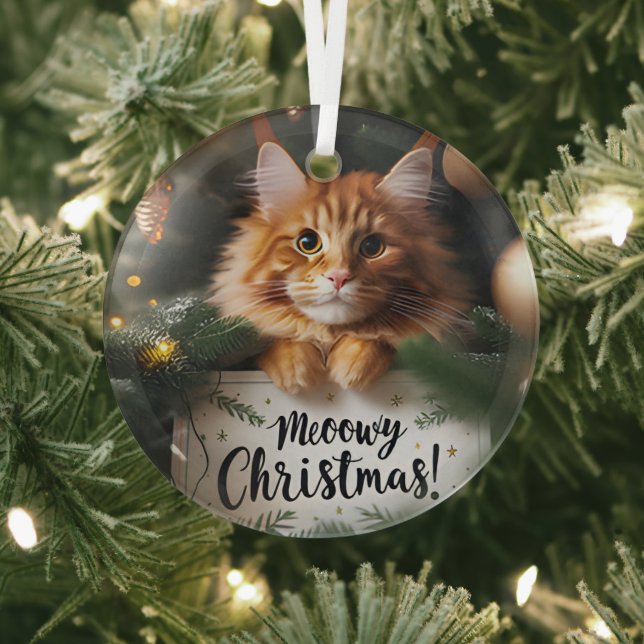 Maine Coon Kitten Meowy Weihnachtsglas Ornament (InSitu)