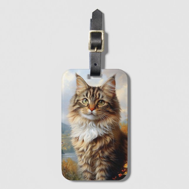 Maine Coon Kitten Portrait Gepäckanhänger (Vorderseite Vertikal)