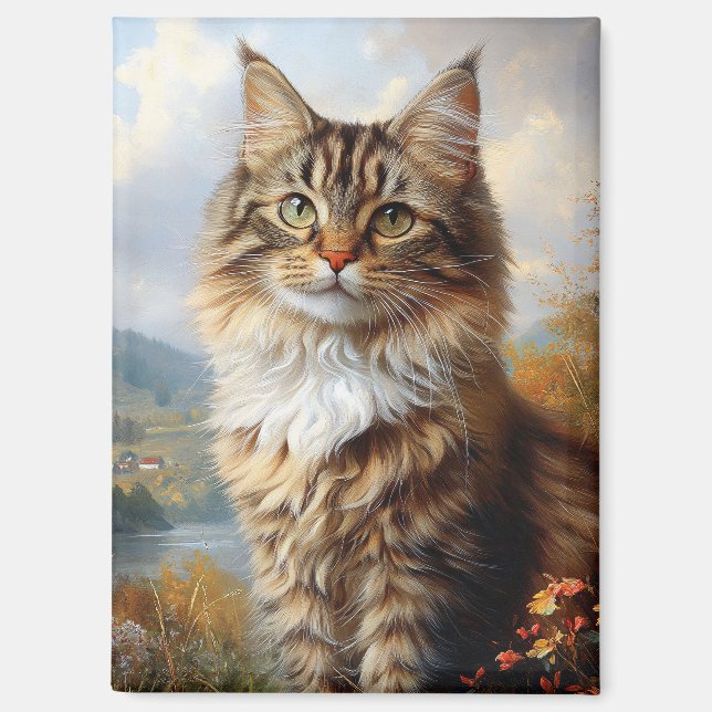 Maine Coon Kitten Portrait Magnet (Vorderseite)