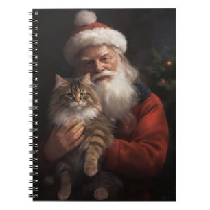 Maine Coon mit Santa Claus Festives Weihnachten  Notizblock