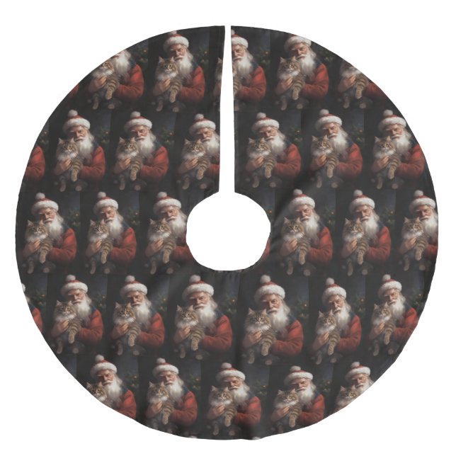 Maine Coon mit Weihnachten Polyester Weihnachtsbaumdecke (Vorderseite)