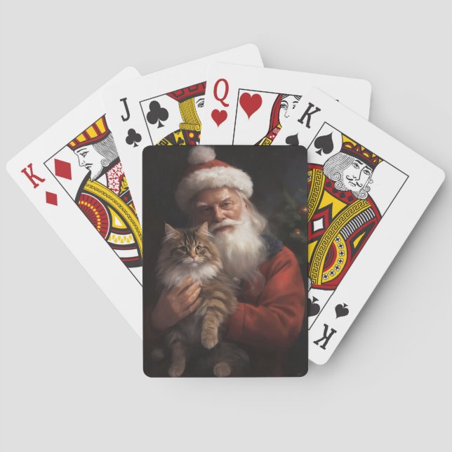 Maine Coon mit Weihnachten Spielkarten (Rückseite)