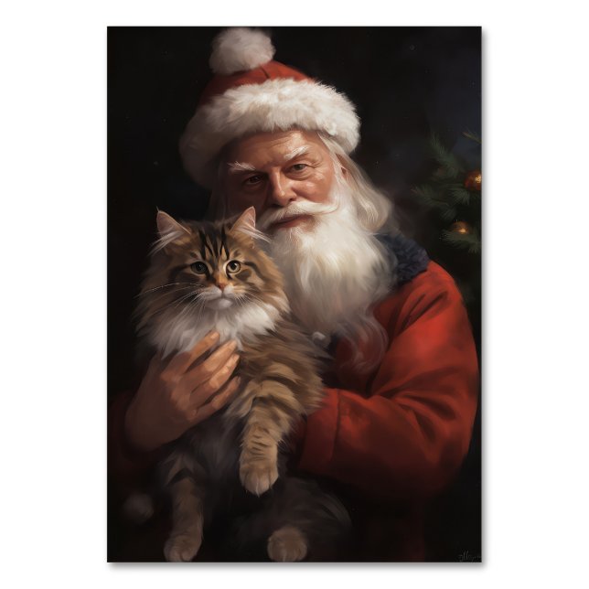 Maine Coon mit Weihnachten Tischnummer (Vorderseite)