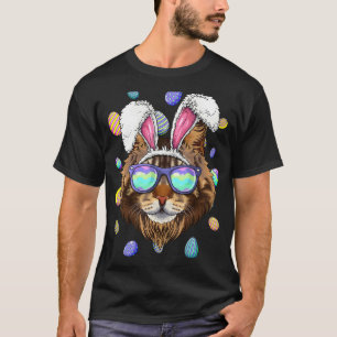 Maine Coon Osterhasen-Ohren Katze Ostereier Jagd T-Shirt