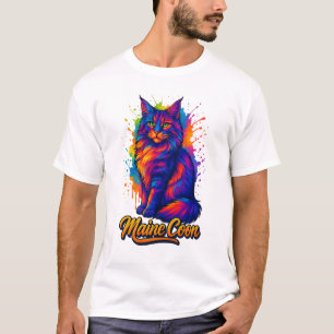 Maine Coon Pop Kunst, Dichtung und Musik T-Shirt