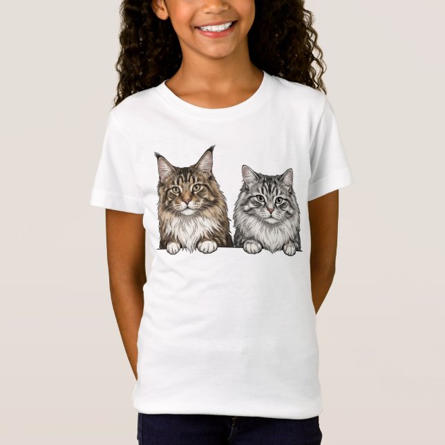 Maine Coon & Silver Tabby for cat mom's  T-Shirt (Vorderseite)