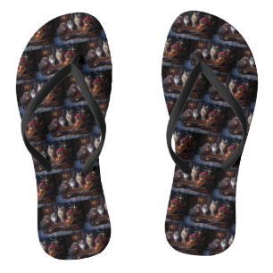 Maine Coon Snowy Sleigh Weihnachtsdekor Flip Flops