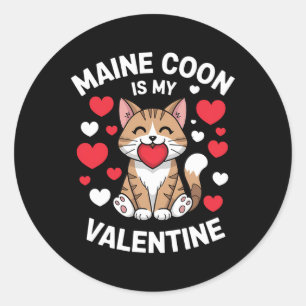 Maine Coon Valentine Adorable Cat Design Mama Kitt Runder Aufkleber