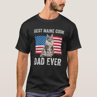 Maine Coon Vater American Flag Cat Lover Eigentüme T-Shirt
