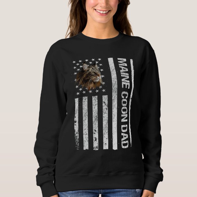 Maine Coon Vater American USA Flag Funny Maine Coo Sweatshirt (Vorderseite)