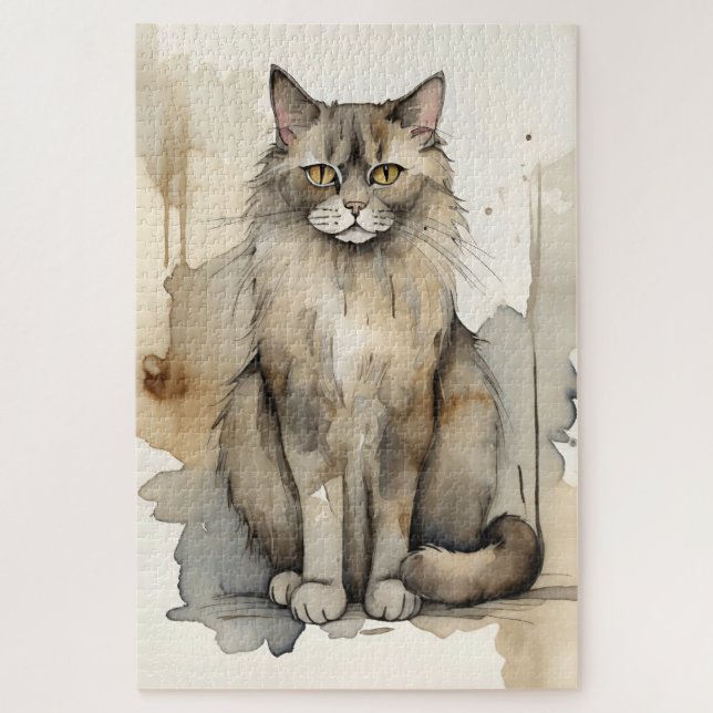 Maine Coon Watercolor Illustration (Vertikal)