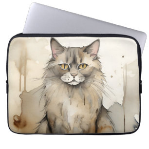Maine Coon Watercolor Illustration Laptopschutzhülle