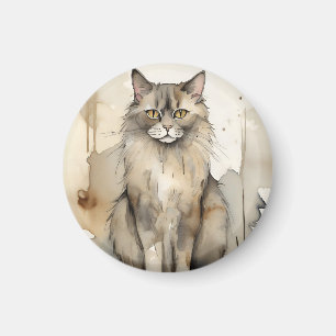 Maine Coon Watercolor Illustration Magnet