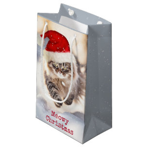 Maine Coon Weihnachtskatze im Schnee Kleine Geschenktüte