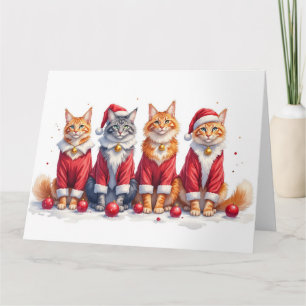 Maine Coon Weihnachtskleid Santa Hut Karte