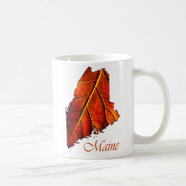 Maine Fall Foliage Orange farbiges Leaf Kaffeetasse (Rechts)