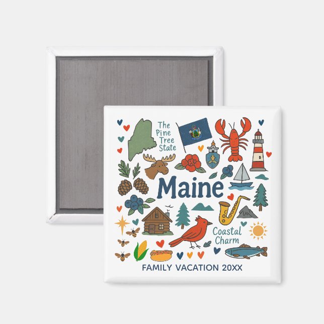 Maine Family Trip Keepsake Custom Magnet (Vorderseite/Rückseite)