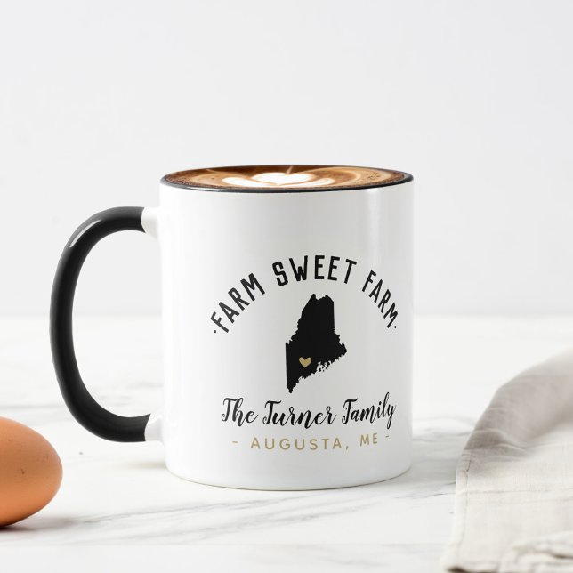 Maine Farm Sweet Farm Family Monogram Tasse (Von Creator hochgeladen)