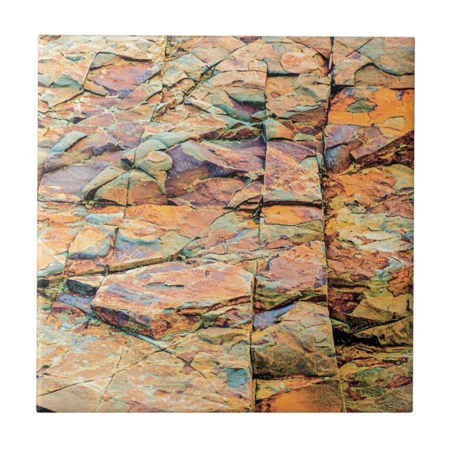 Maine-Felsen - farbenfrohe Natur Fliese (Vorderseite)
