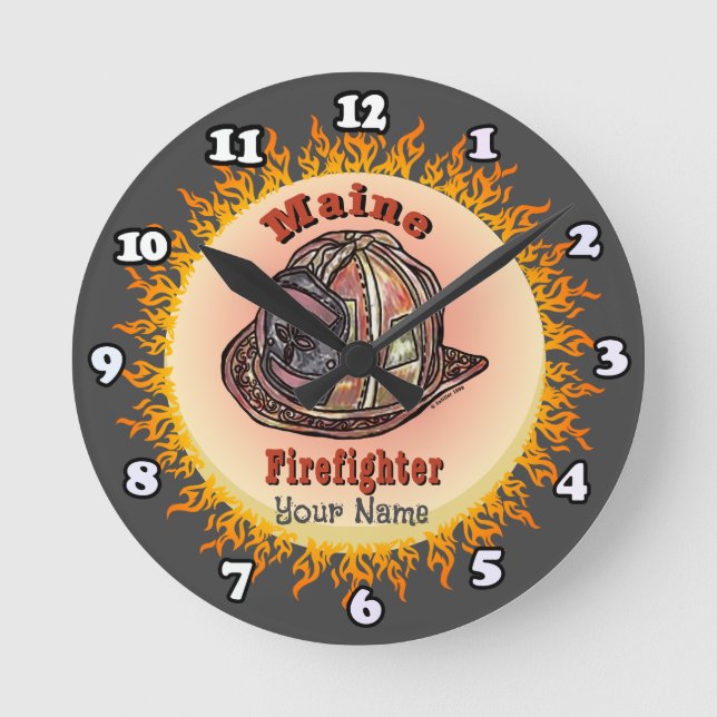 Maine Feuerwehruhr Runde Wanduhr (Vorderseite)