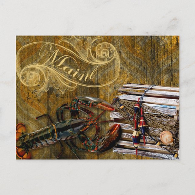 Maine-Grunge-Hummer Postkarte (Vorderseite)