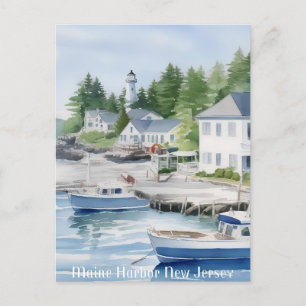 Maine Harbor New Jersey Aquarellkunst Postkarte