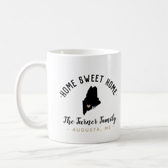 Maine Home Sweet Home Famille Monogramme Mug (Gauche)
