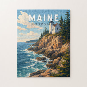 Maine Illustration Reise Kunst Vintage