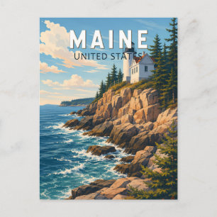 Maine Illustration Reise Kunst Vintage Postkarte