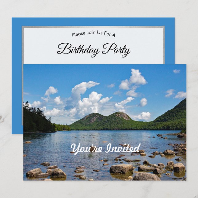 Maine Jordan Pond Foto Birthday Einladung (Vorne/Hinten)