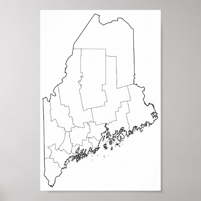 Maine Landkreis Leere Kontur Karte Poster (Vorne)