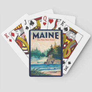 Maine Leuchtturm-Malerische Illustration Reise Kun Spielkarten