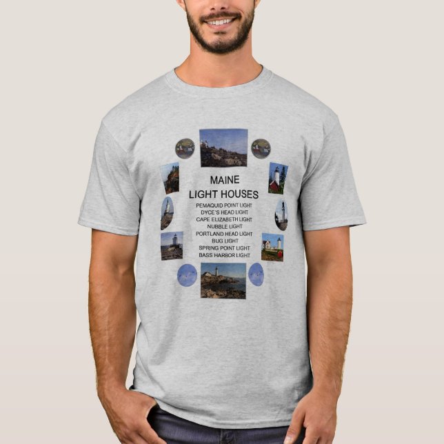 Maine Light Houses T-Shirt (Vorderseite)