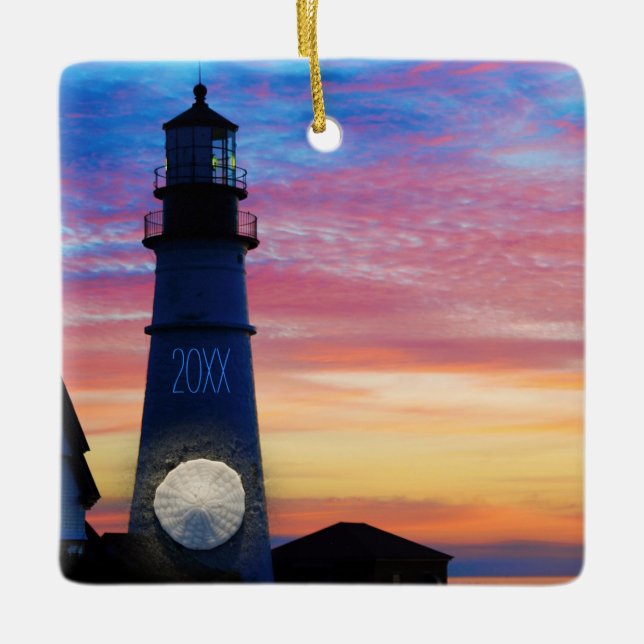 Maine Lighthouse Family Foto Keramik Ornament (Vorderseite)