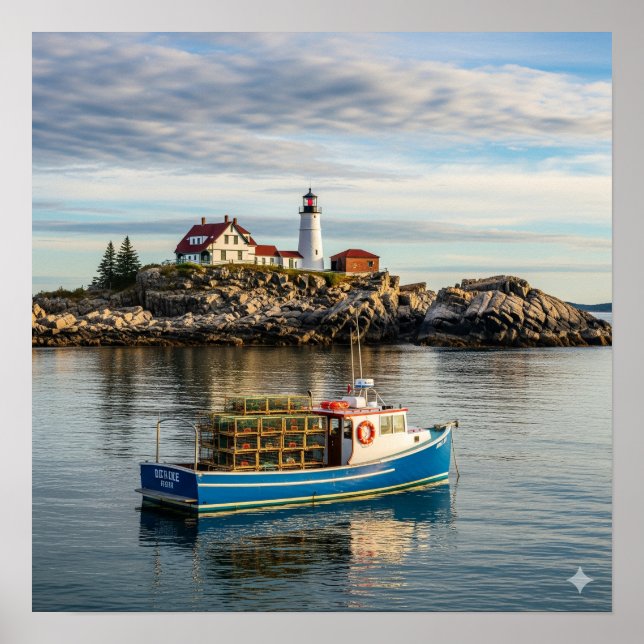 Maine Lighthouse Island Poster (Vorne)