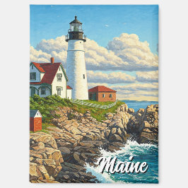 Maine Lighthouse Travel Magnet